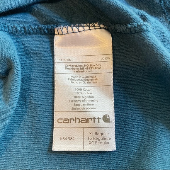 Carhartt Shirt XL Blue Short Sleeve Henley Pocket Tee Workwear Mens Buttons - Picture 3 of 8